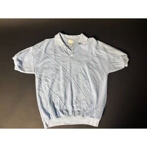 Envoy Polo Shirt Men's XL Light Blue Cotton Stretch Banded Hem Paneled Front